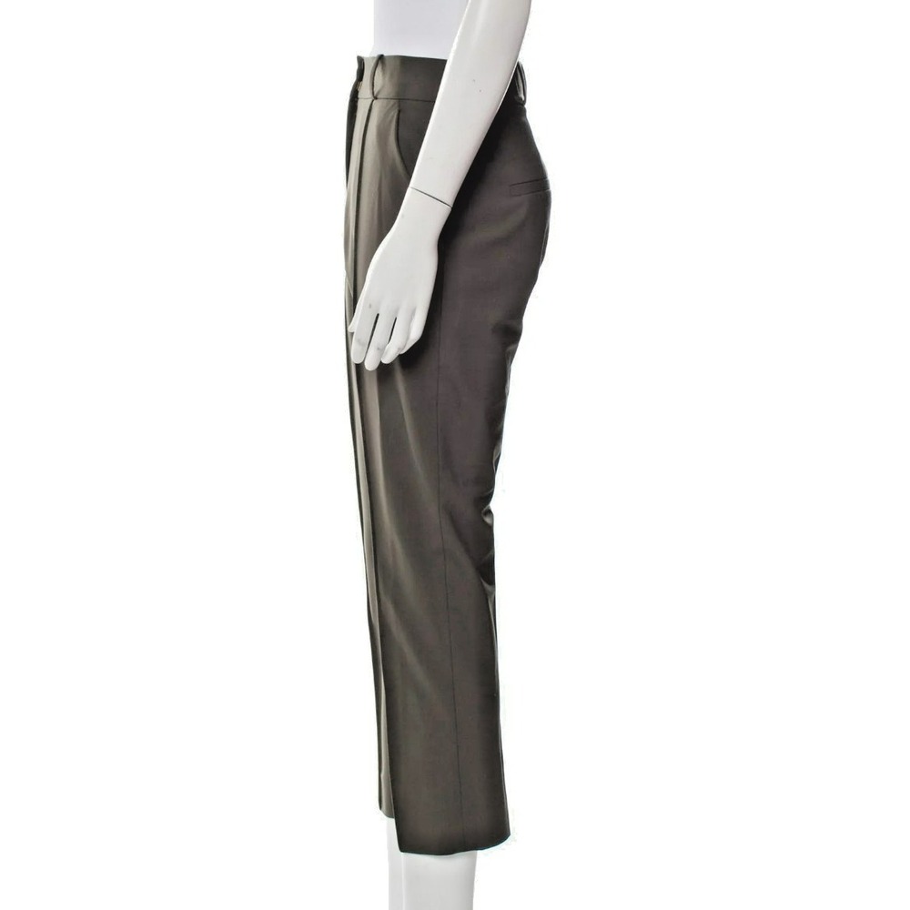 Veronica‎ Beard Rich Green Wool Pleated Straight Leg Trousers Mid Rise Pants M
